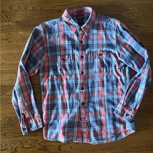 American Eagle Men’s Button-Up L/S Vintage Slim Fit Flannel Plaid Shirt Medium